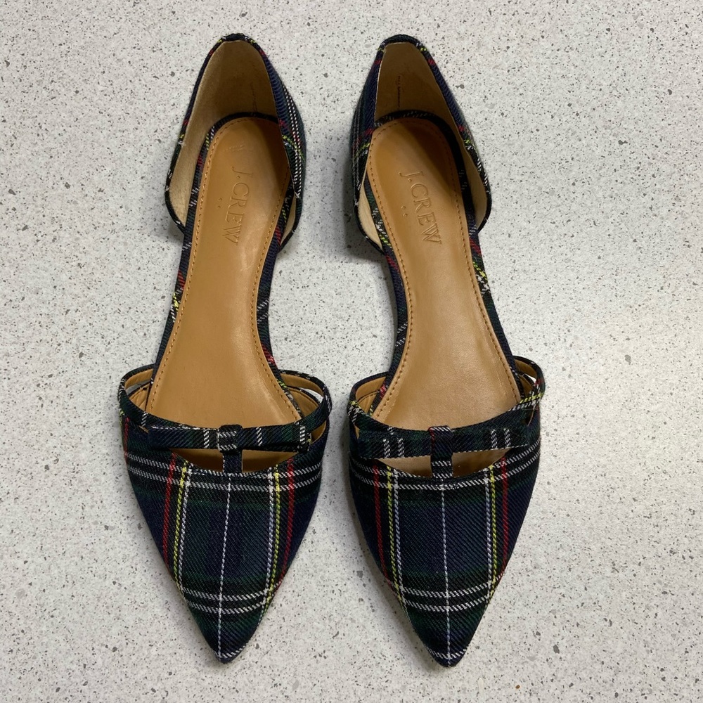 J. Crew Tartan flats, size 7